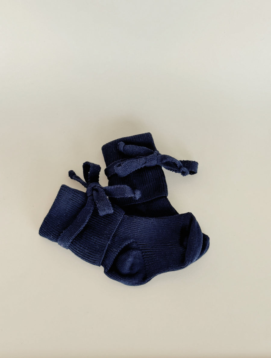 Hirsch Natur - Sokken - Katoen - Strikje - Newborn - Blauw