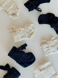 Hirsch Natur - Sokken - Wol - Strikje - Newborn - Blauw
