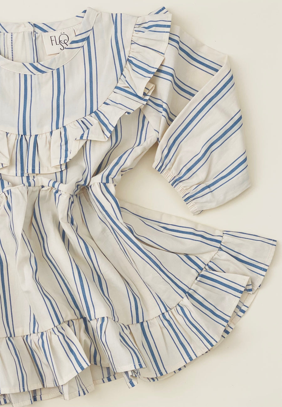 Flöss - billy dress - striped - cream/blue