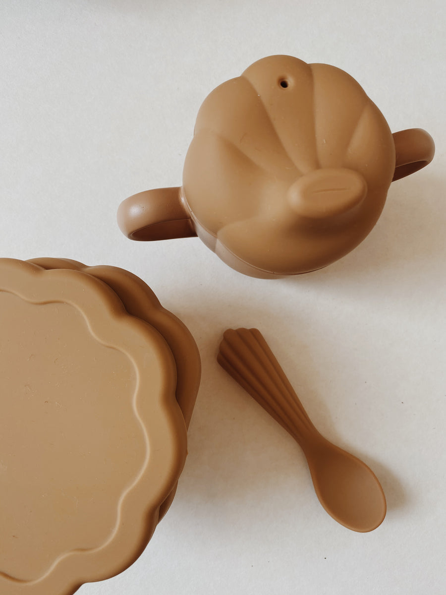 Konges Sløjd - serviesset - silicone clam set - terra cotta