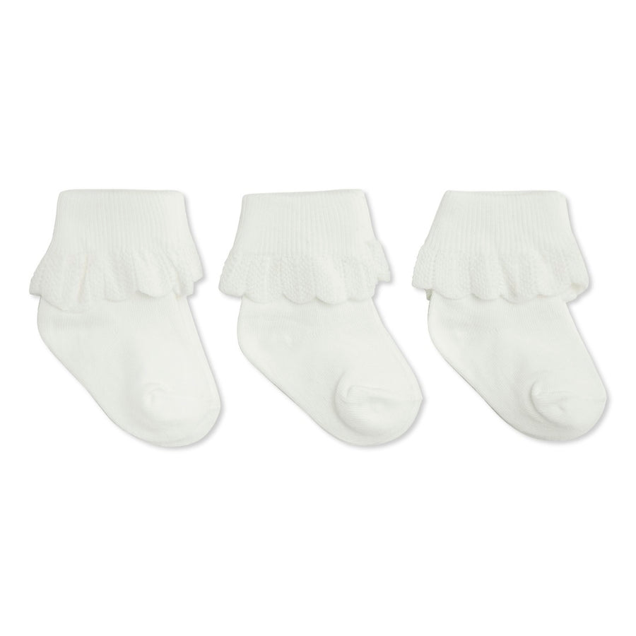 Konges Sløjd- sokken met kant - 3 pack - topic white
