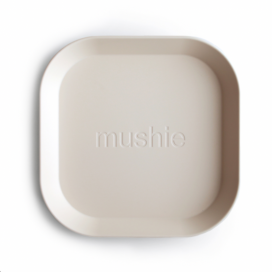 Mushie - borden - vierkant - 2 pack - ivory