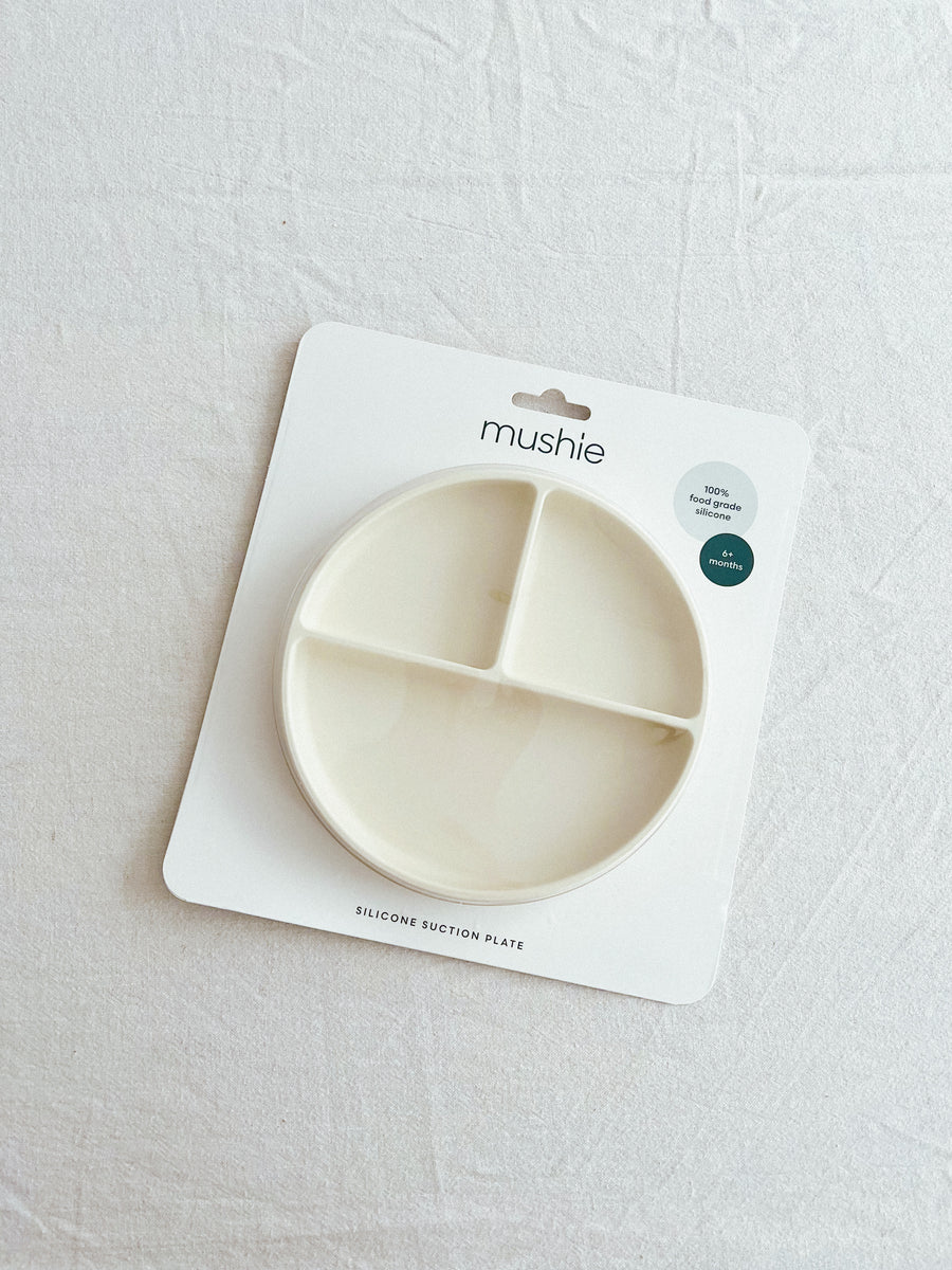 Mushie - siliconen bord met vakjes - ivory