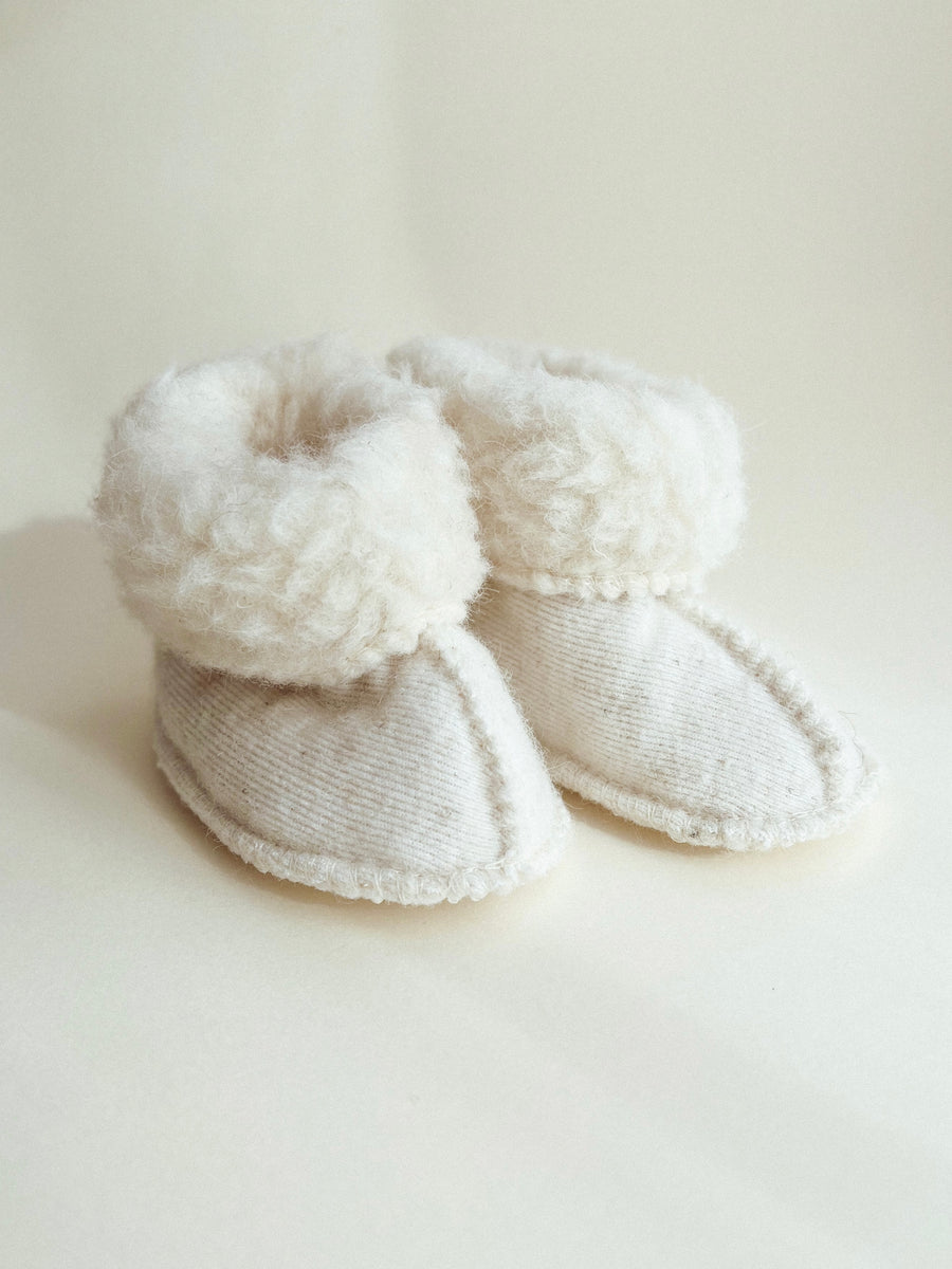 Alwero - wool baby booties - melo - natural