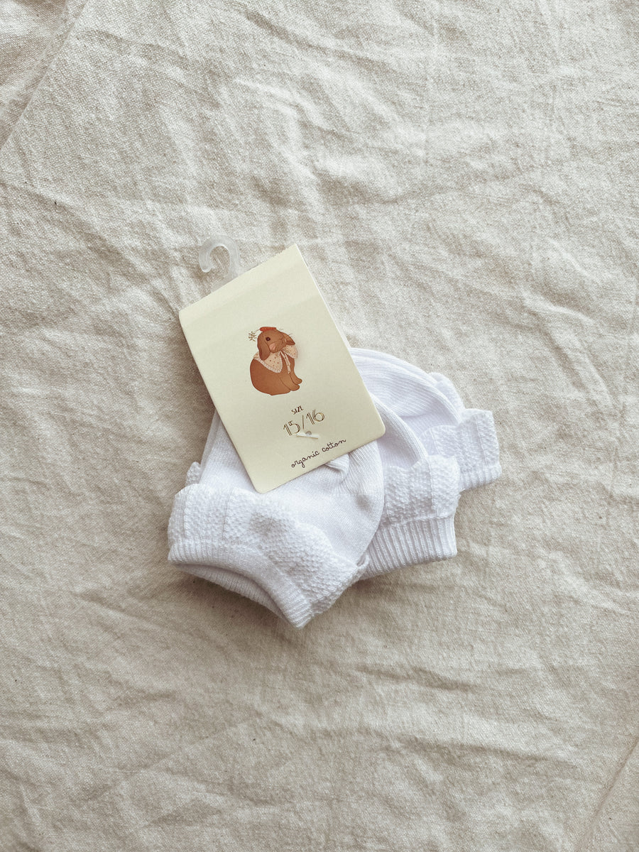 Konges Sløjd- sokken met kant - 3 pack - topic white