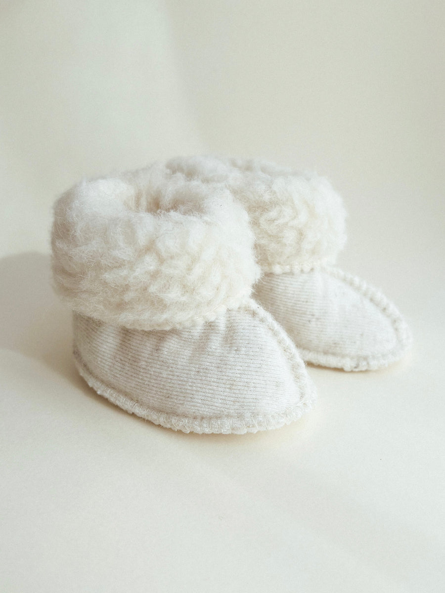Alwero - wool baby booties - melo - natural
